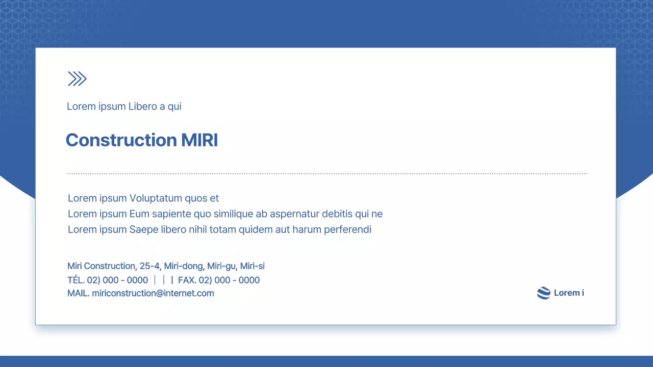 Prospectus de constructeur moderne en bleu et blanc