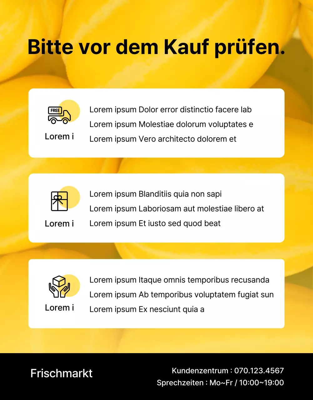 Förderung von gelben, einfachen Frischobstprodukten