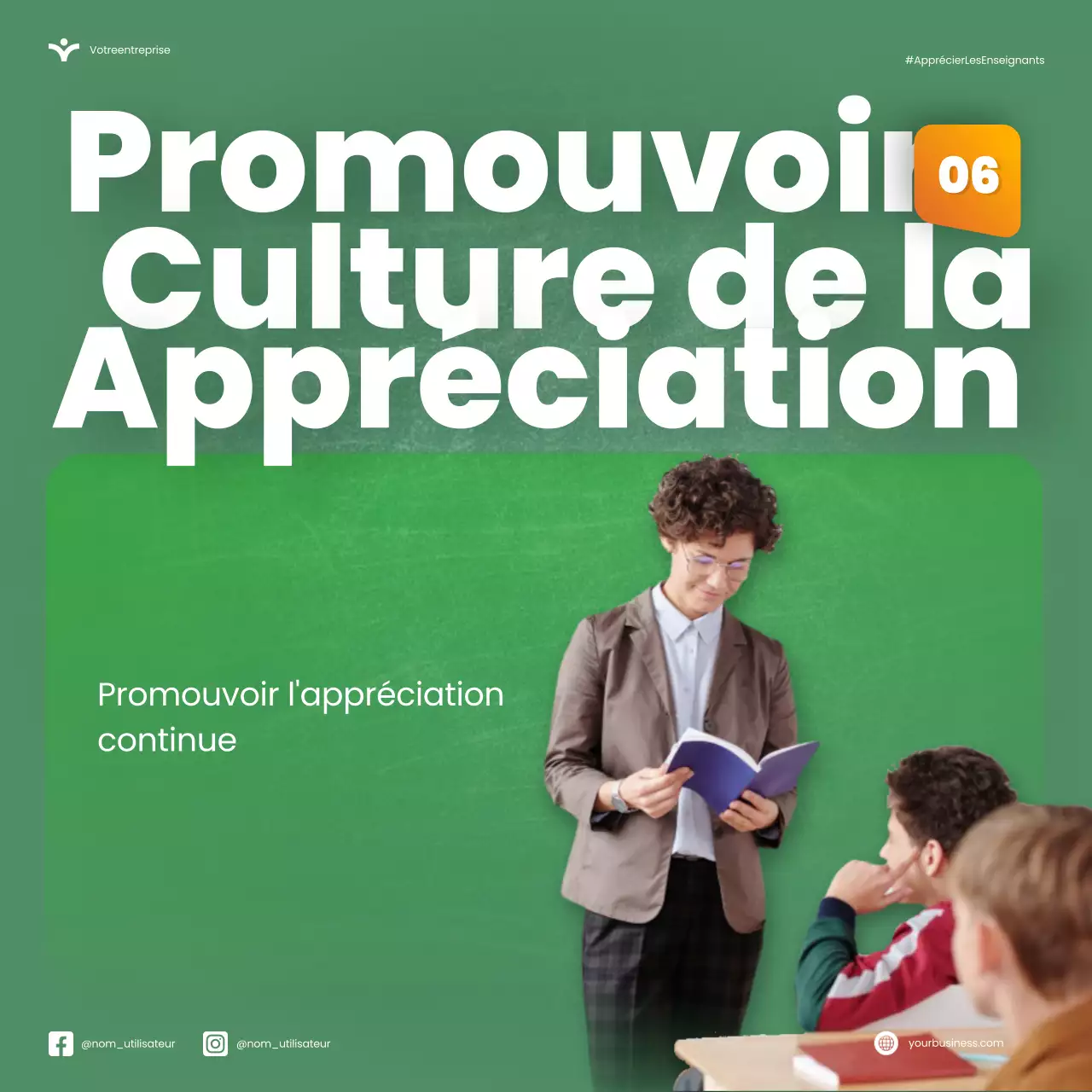 Vert Orange Moderne Semaine nationale d'appréciation des enseignants Microblog Carousel Tips