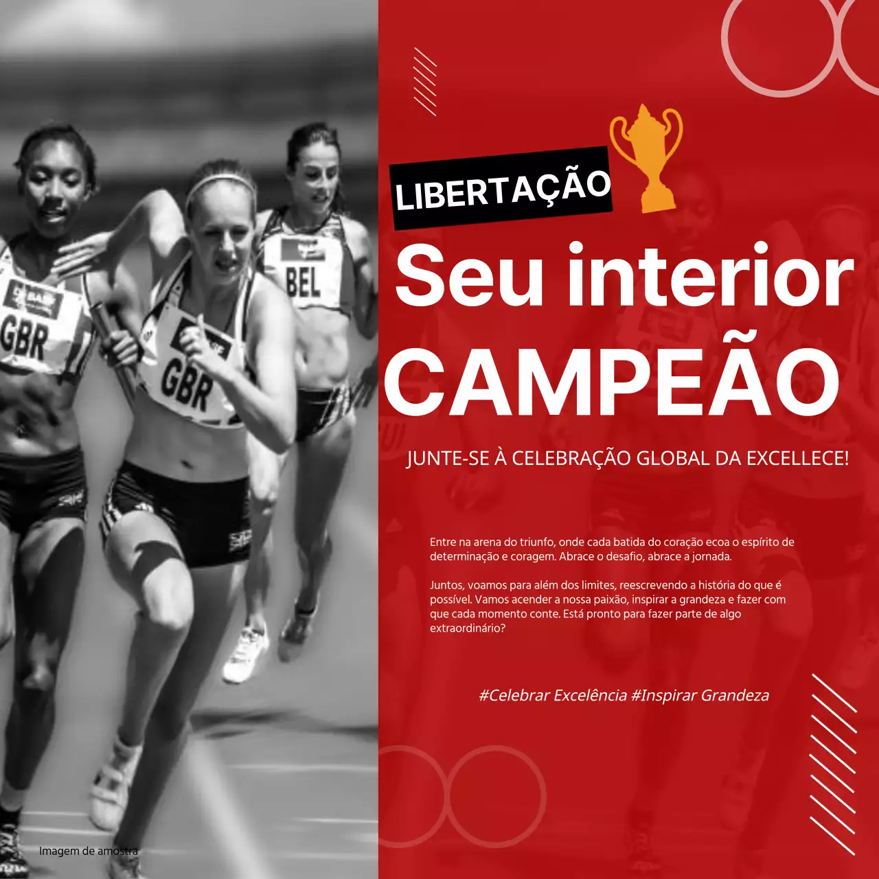 Publicidade a eventos desportivos modernos a vermelho e branco