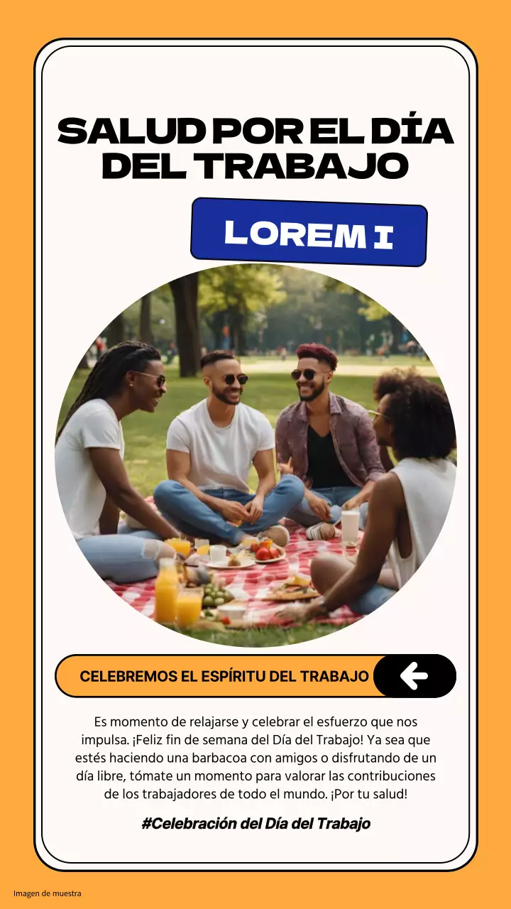 Publicidad amarilla y blanca de la celebración moderna del Día del Trabajo