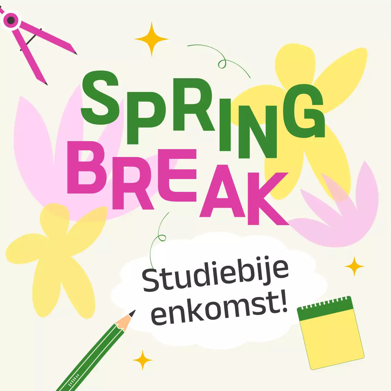 Een studentengids voor een moderne voorjaarsvakantie in groen en geel