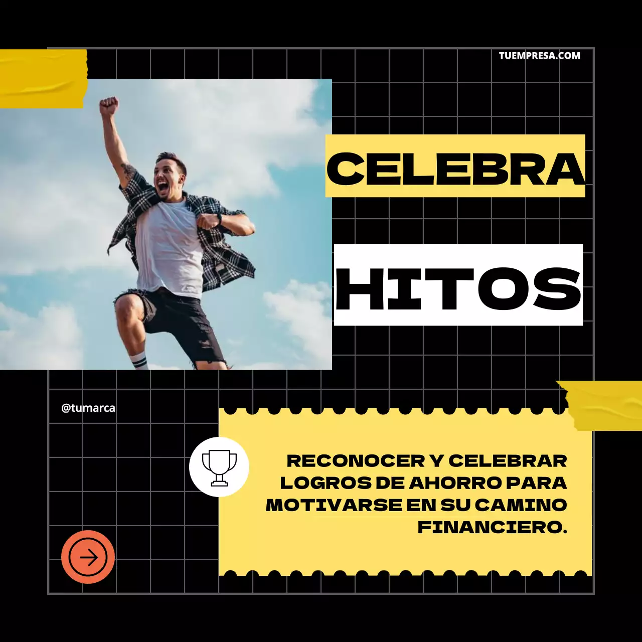 Amarillo Negro Geométrico Pop Consejos para mejorar tu plan de ahorro Carrusel de Instagram