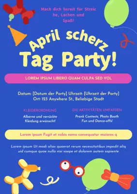 Blau und Gelb Modern April Fools' Day Party Einladung