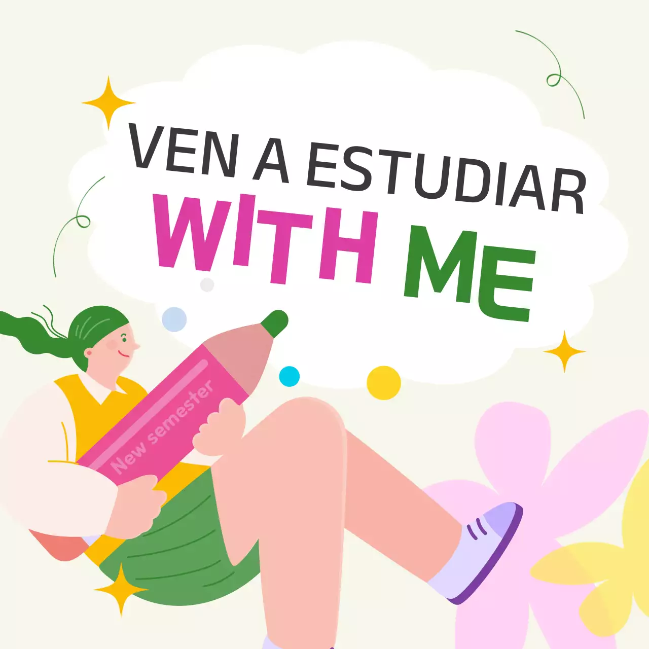 Guía del estudiante para unas vacaciones de primavera modernas en verde y amarillo