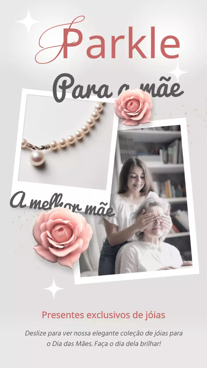 Rosa e cinzento elegante Promoção de jóias exclusivas para a mãe