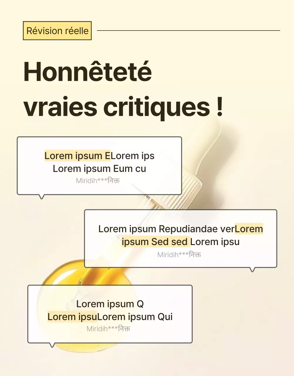 Promouvoir une simple page d'évaluation de produits cosmétiques de soin de la peau jaune et orange