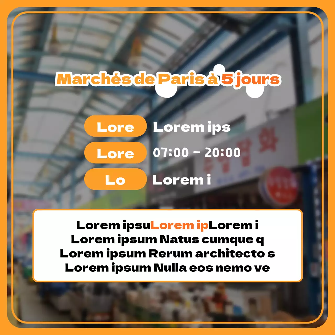 Promouvoir l'orange et le jaune simples des marchés traditionnels