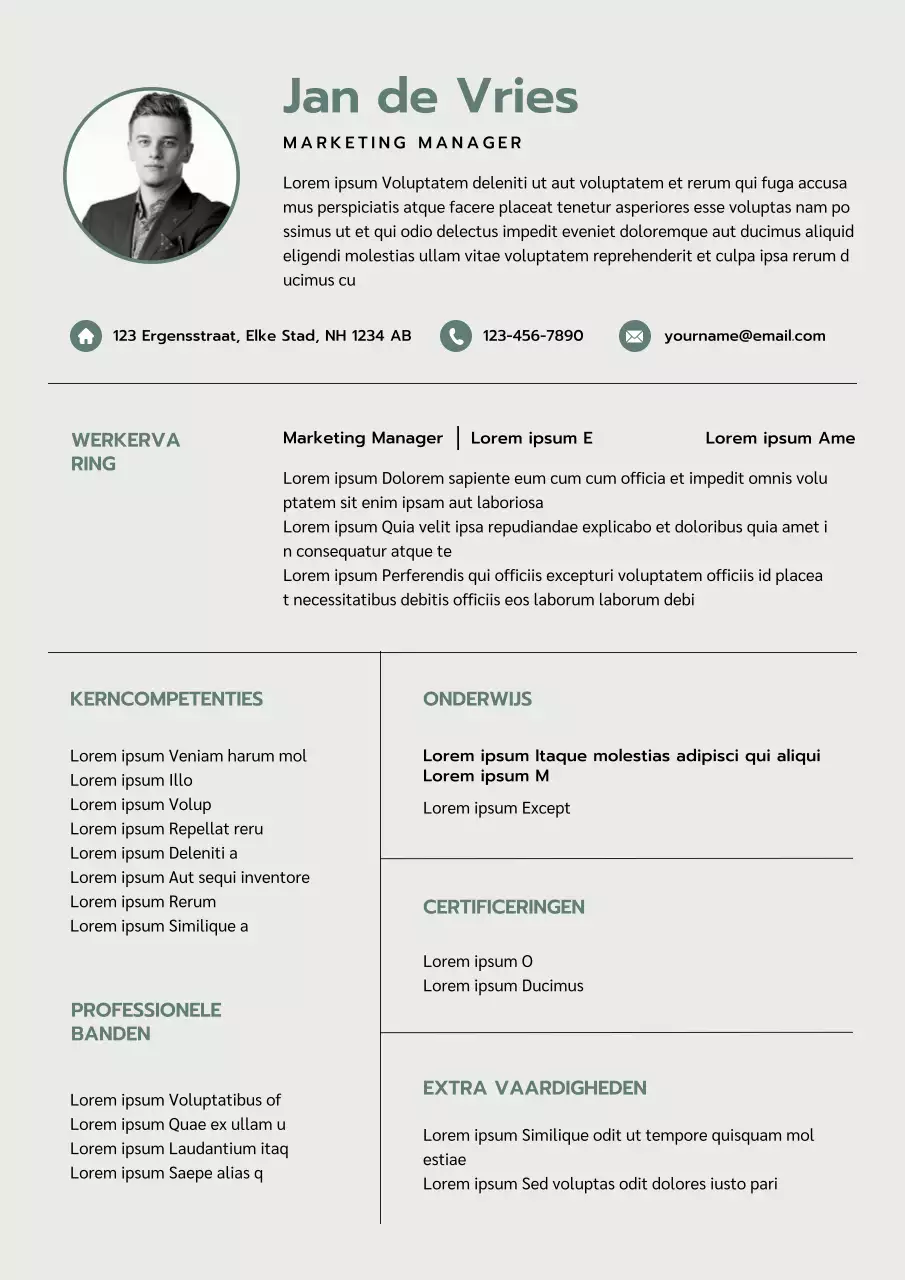 Ivory Minimal Marketing Manager CV