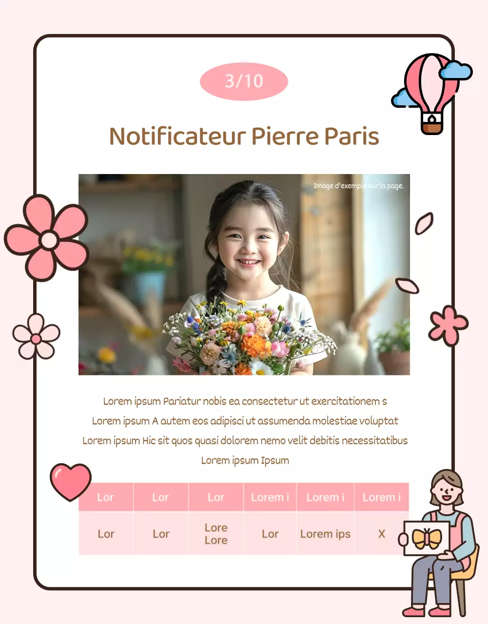 Avis aux parents pour les enseignants de maternelle roses et mignons