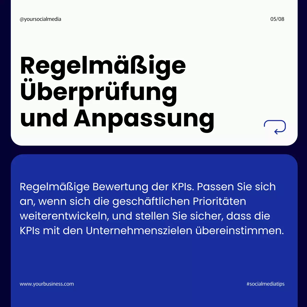 Navy Modern Einfache und mutige Schritte zur Implementierung eines effektiven KPI-Managements Instagram Carousel Post