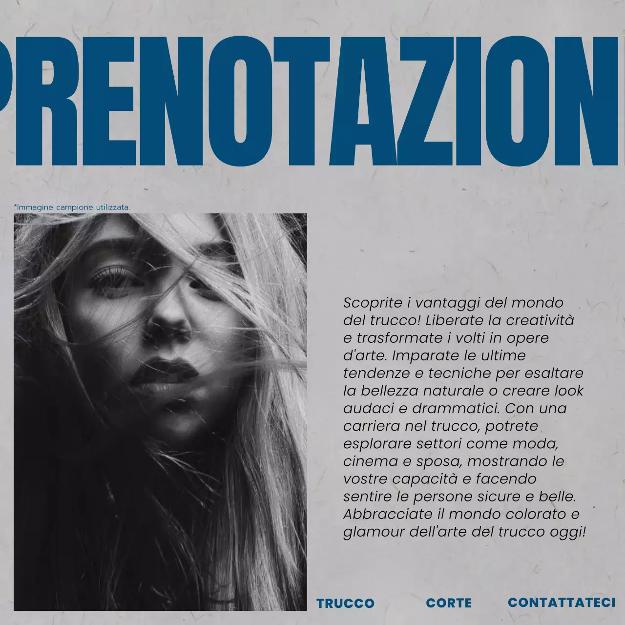 Grigio Blu e Bianco Trend Truccatore Promozione Scuola di Bellezza