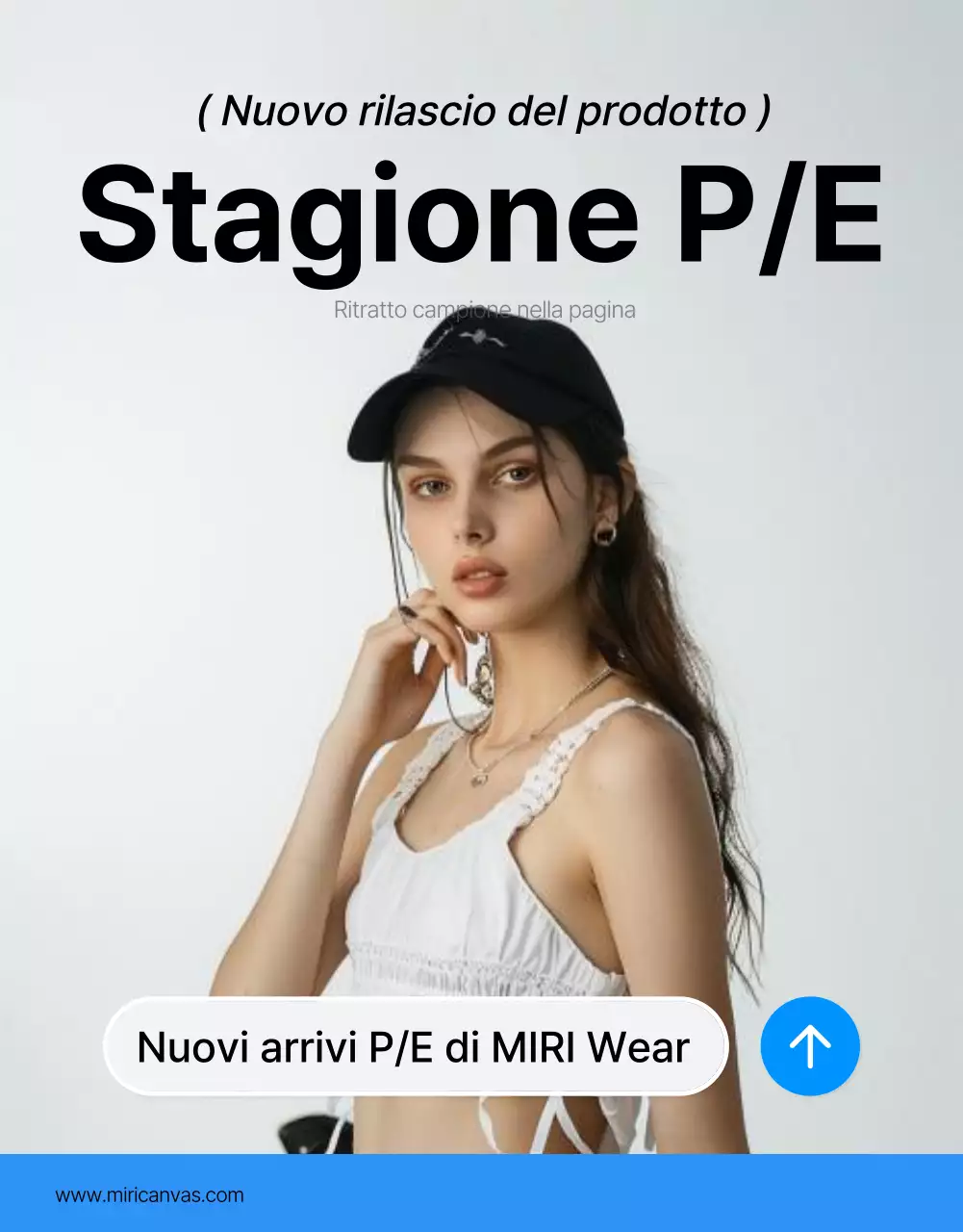 Promuovete una copertina di moda di tendenza in bianco e blu per la pagina dei dettagli