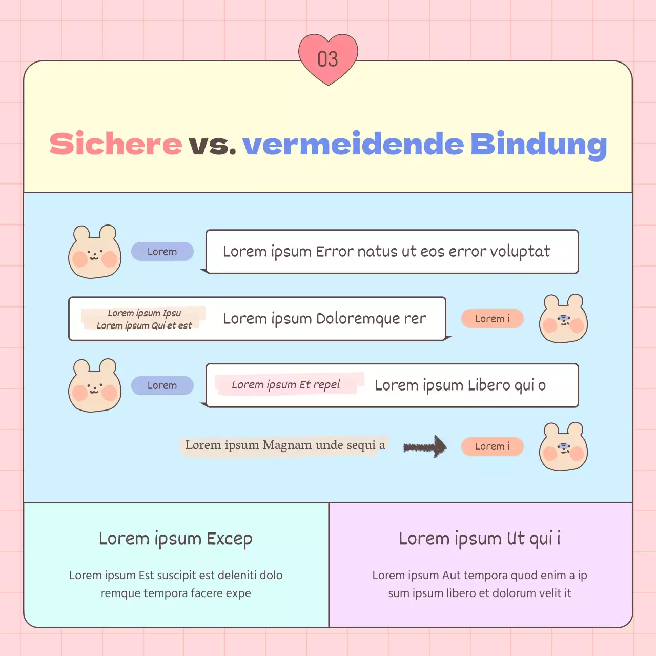 Ein Leitfaden für erwachsene Bindungsstile in Rosa und Hellblau