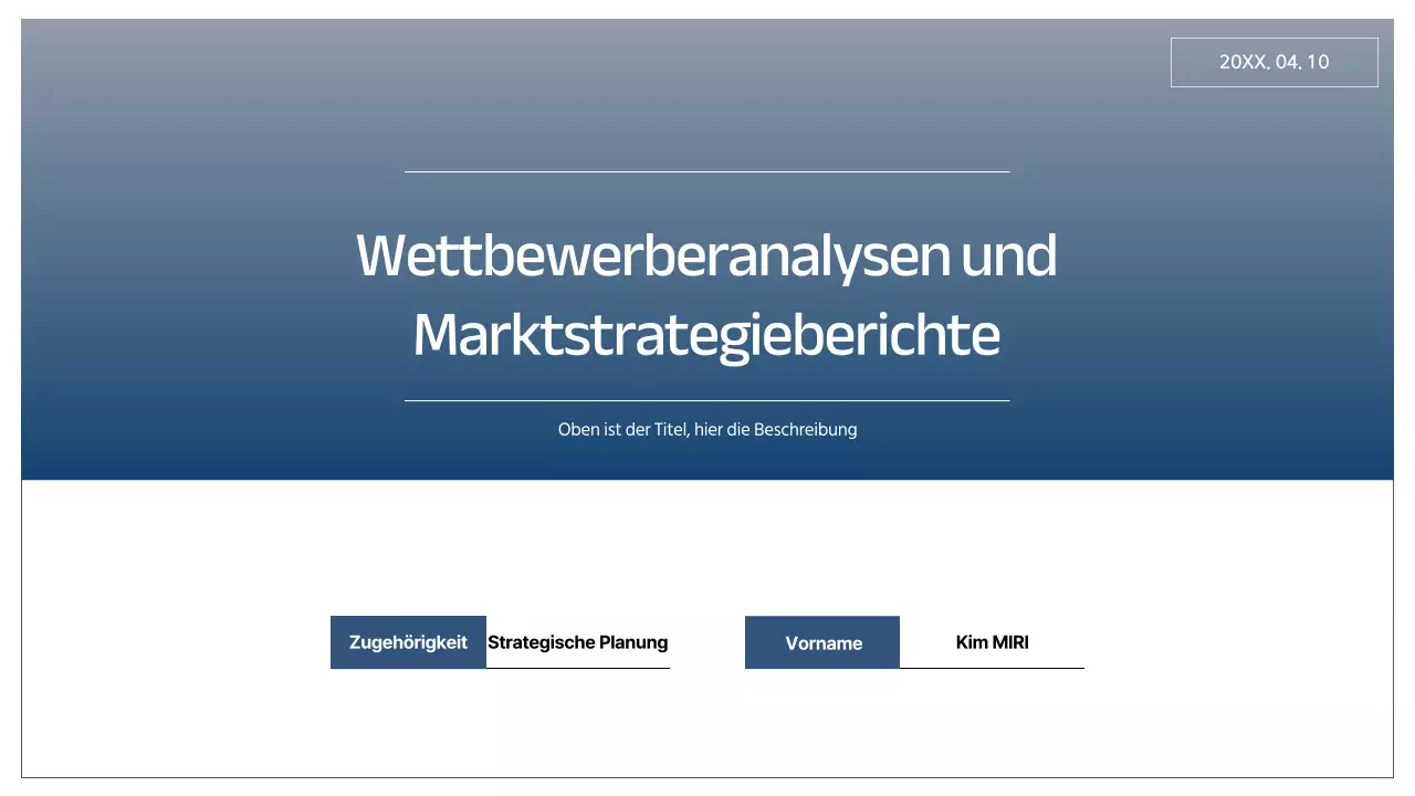 Ein einfacher Marktstrategiebericht in Marineblau und Grau