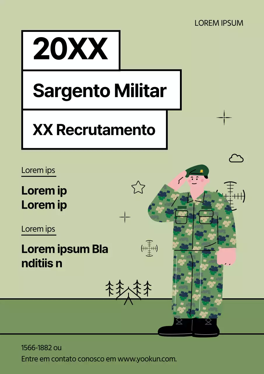 Um simples anúncio de recrutamento caqui e branco para um sargento de armas