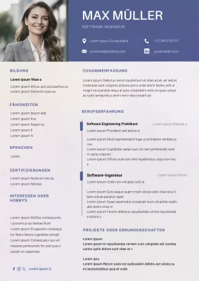 Blue Navy Einfacher Lebenslauf für Softwareentwickler