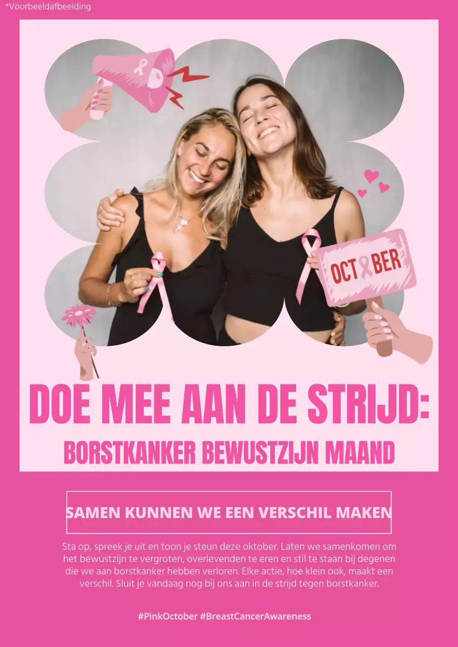 Roze en Rood Moderne Borstkanker Bewustzijn Publiciteit