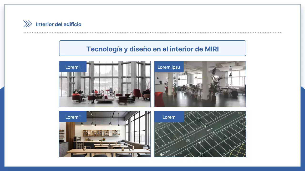 Prospecto de constructor moderno en azul y blanco