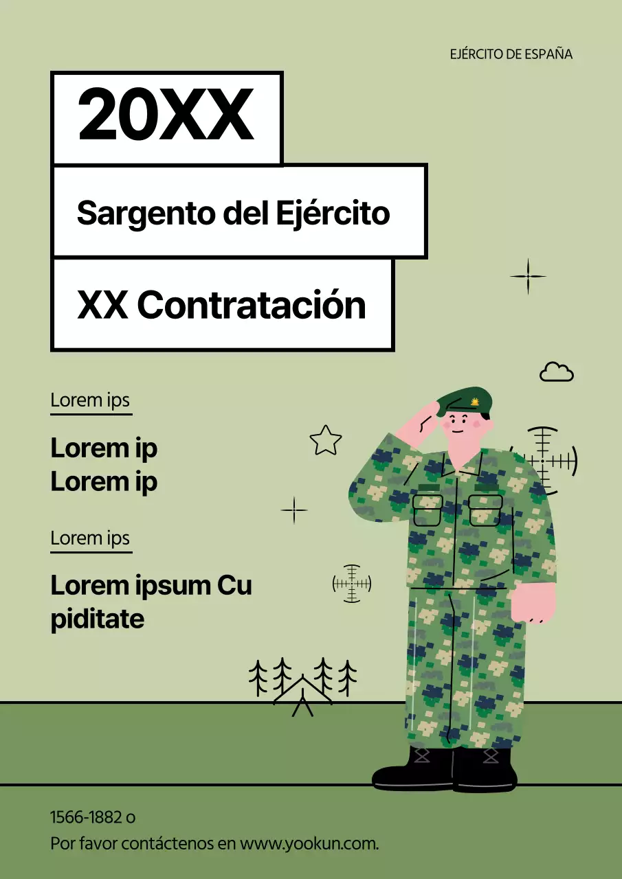 Un simple anuncio de reclutamiento caqui y blanco para sargento de armas.