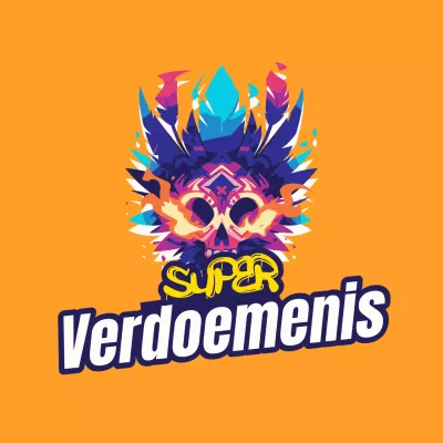 Oranje en Blauw Flashy Cyberpunk Logo Flye