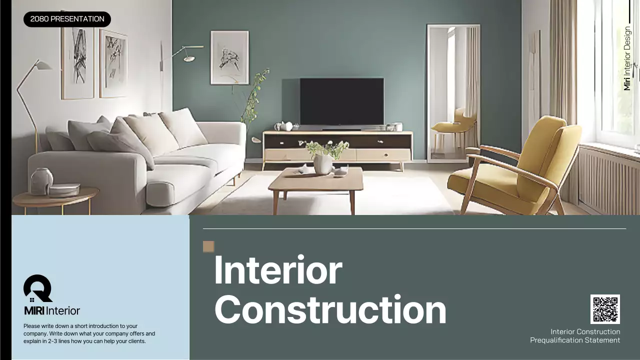 카키색과 하늘색의 모던한 인테리어 공사지명원 보고서