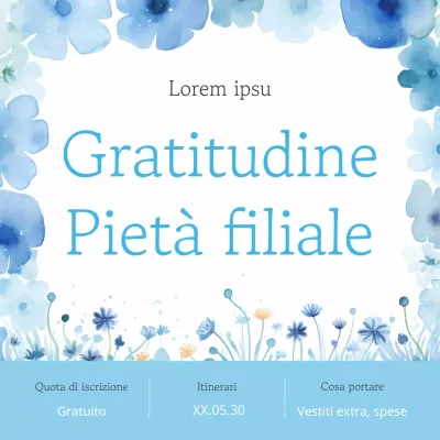 Pubblicità turistica minimalista sulla pietà filiale con sfondo azzurro