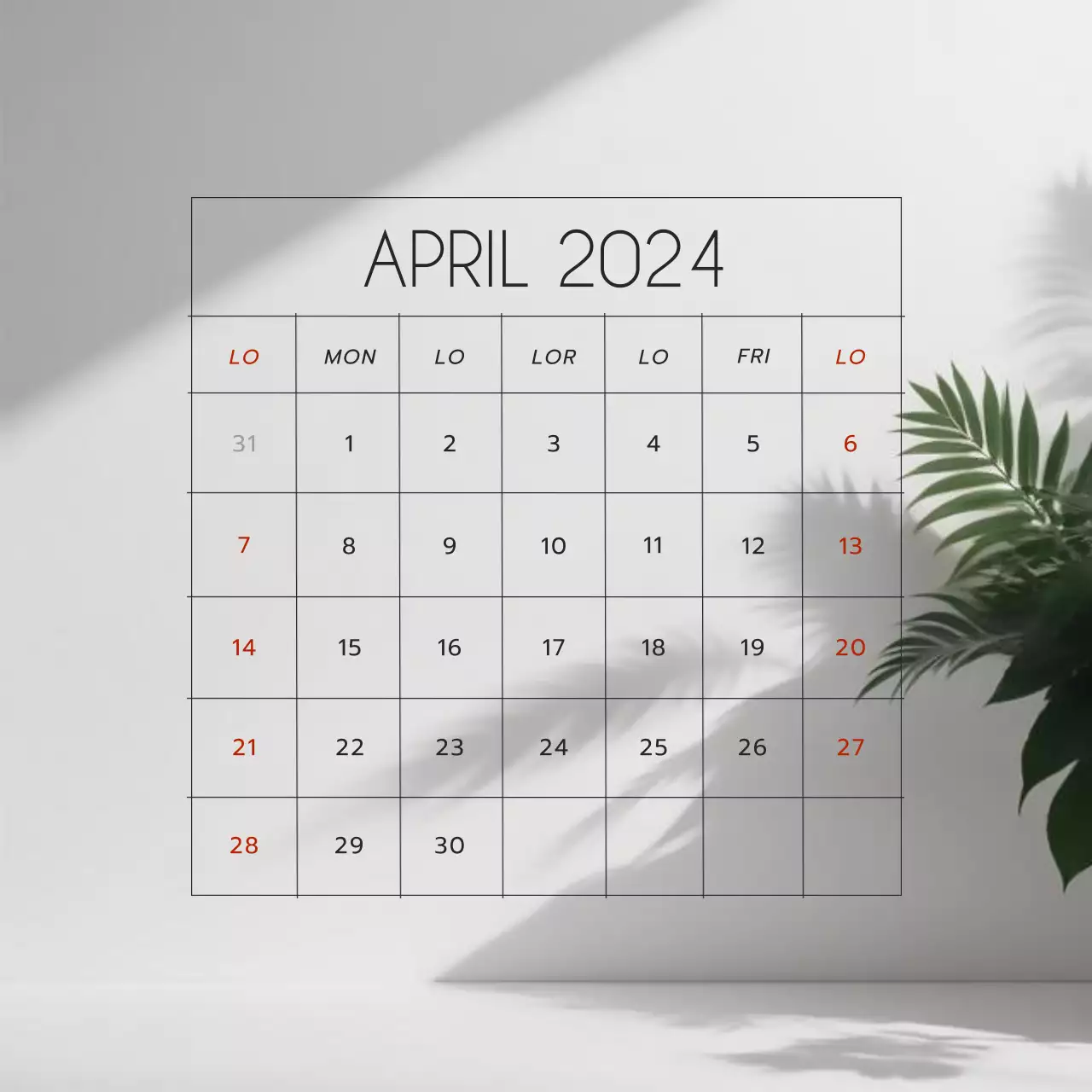 Beige und grau minimalistisch neutral Frühlingstrends April Kalender