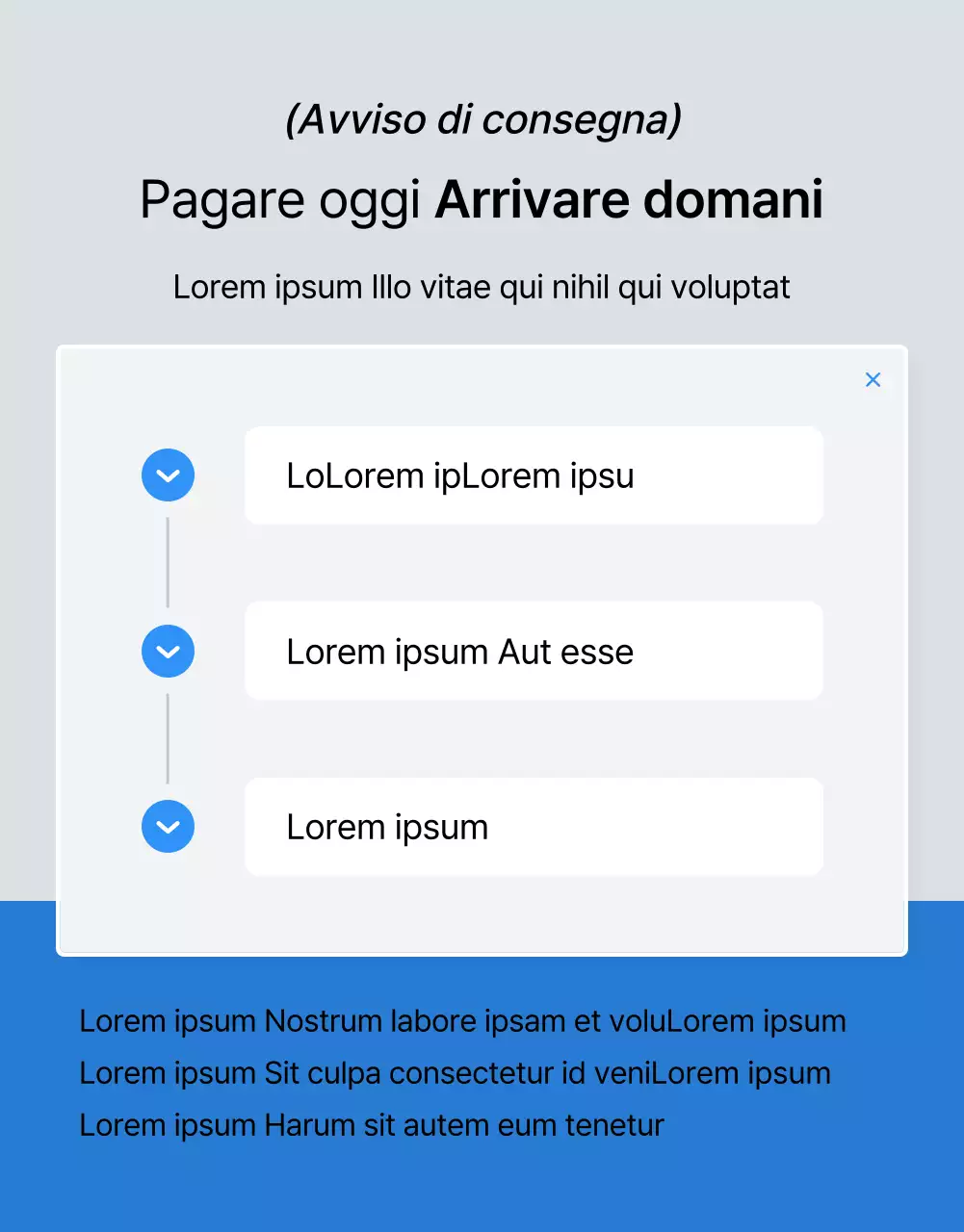 Promuovere una pagina di dettaglio mobile di moda blu e bianca di tendenza