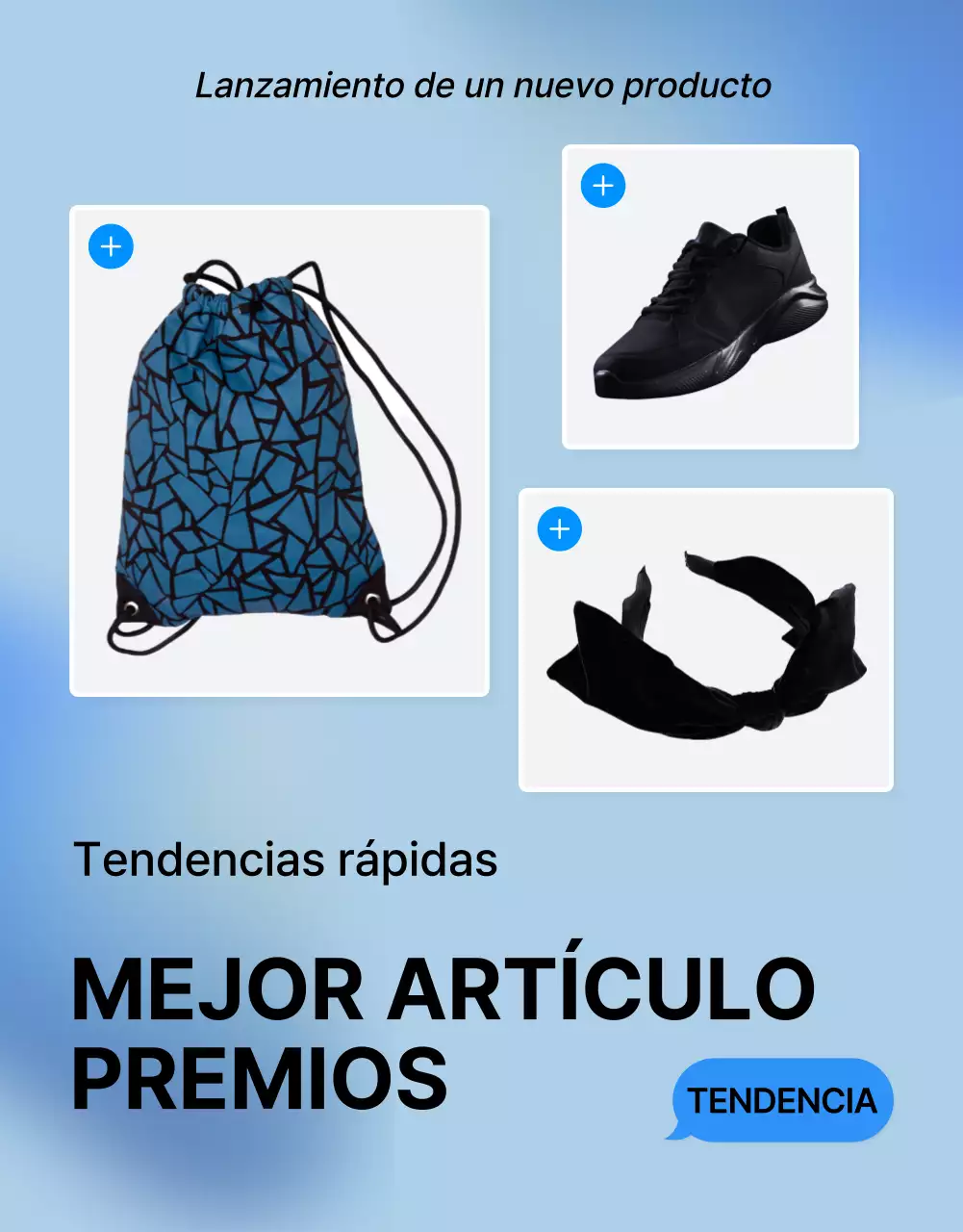 Promover una portada de página de detalles de moda en azul y blanco