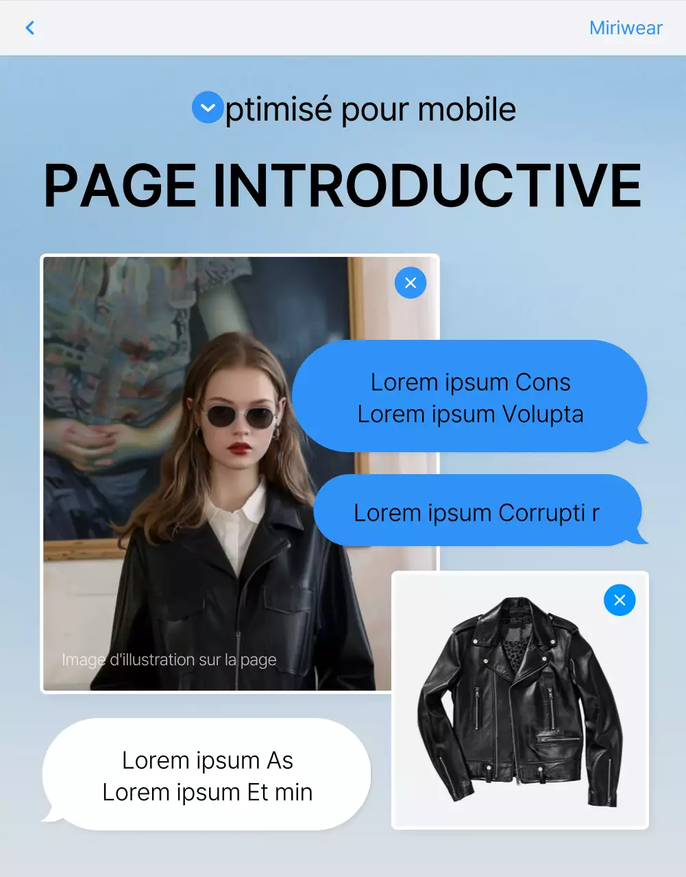 Promouvoir une intro de page détaillée de mode bleue et blanche très tendance