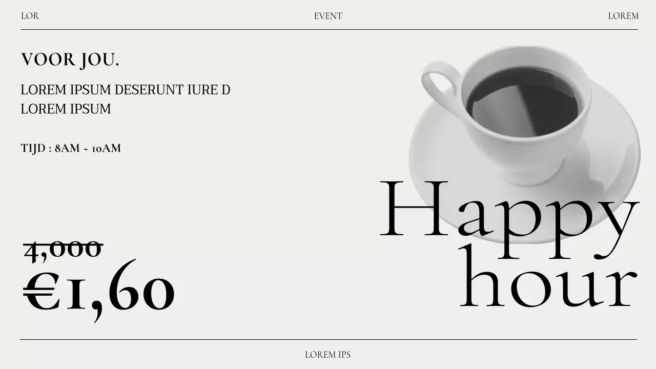 Aankondiging van een collectie moderne cafés in beige