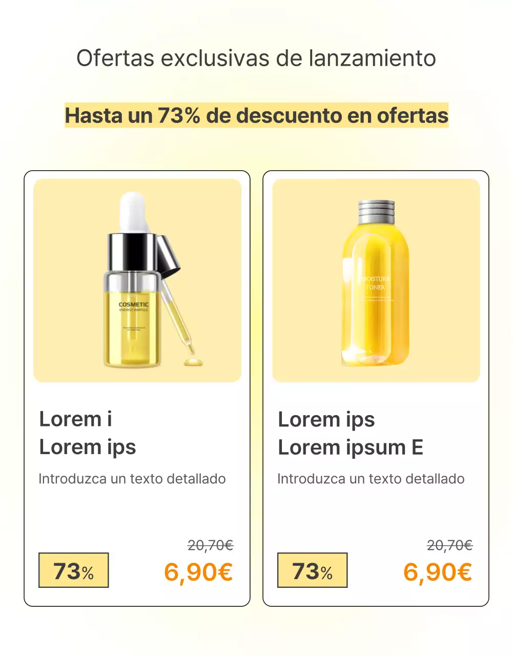 Describir y detallar productos sencillos para el cuidado de la piel en amarillo y naranja