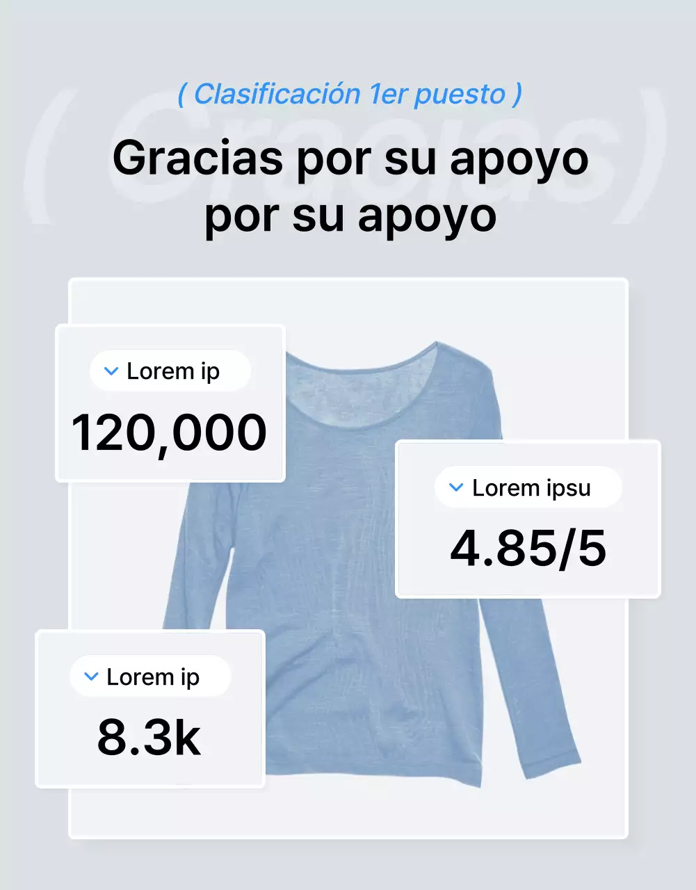 Promueva una introducción de página de detalles de moda en azul y blanco