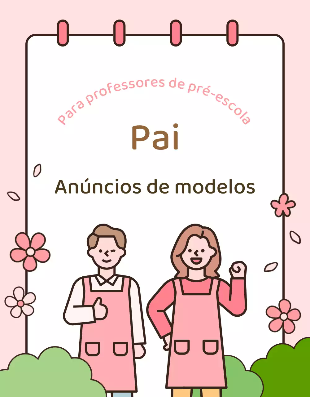Aviso aos pais para professores de jardim de infância cor-de-rosa e bonitos