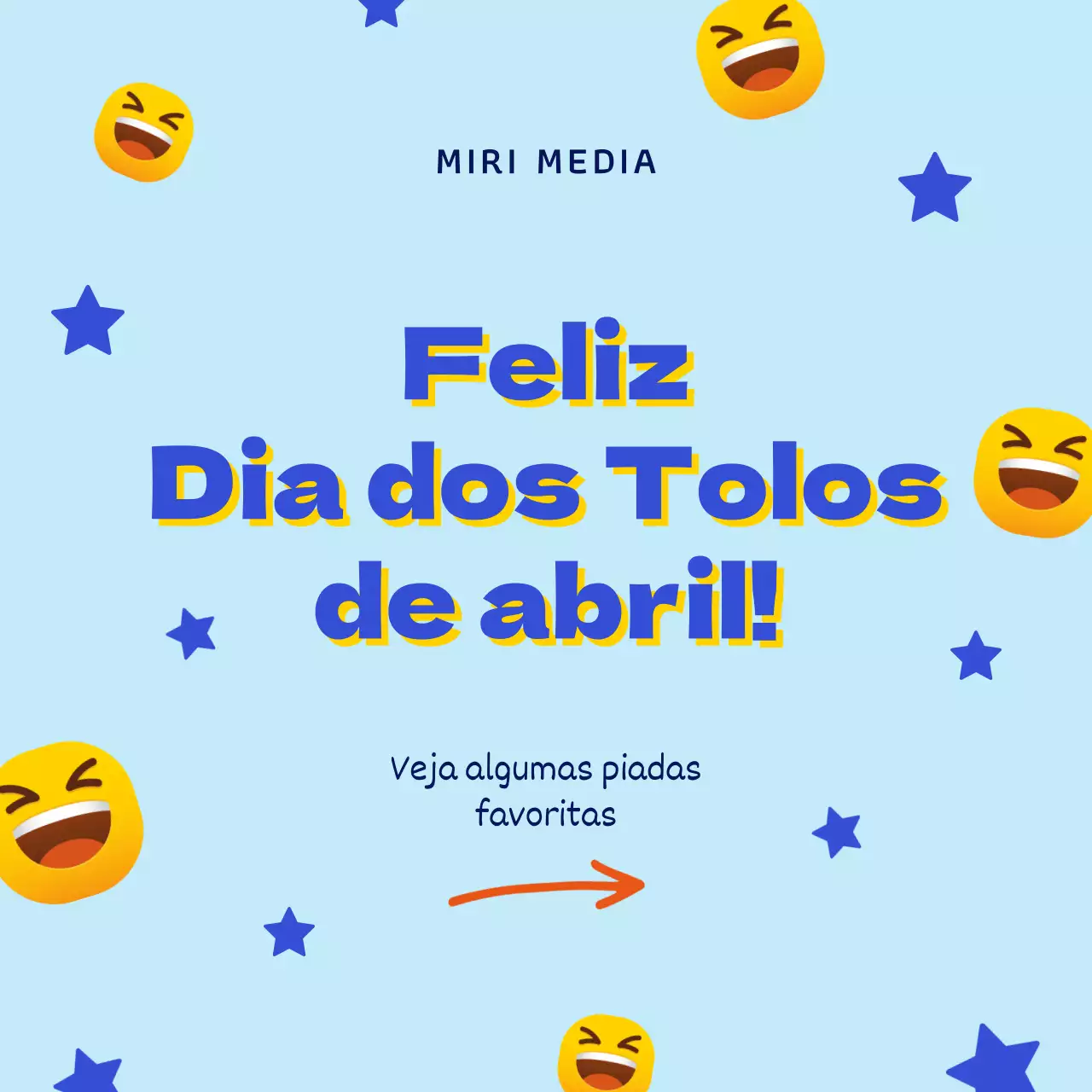Nota de brincadeira do Dia da Mentira em azul, estilo doodle moderno