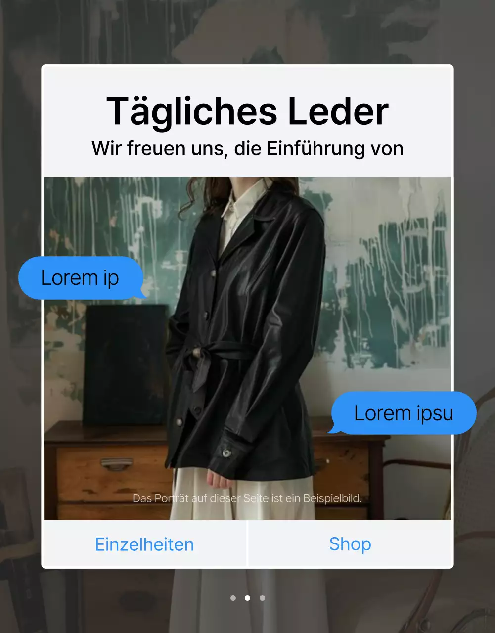 Fördern Sie eine trendige blau-weiße Mode-Detailseite für Mobiltelefone