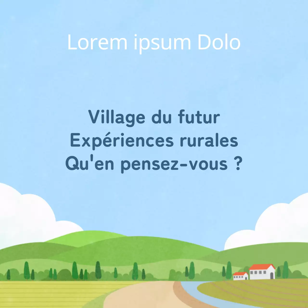 Promouvoir le programme des villages de l'expérience rurale simple en bleu clair et chartreuse