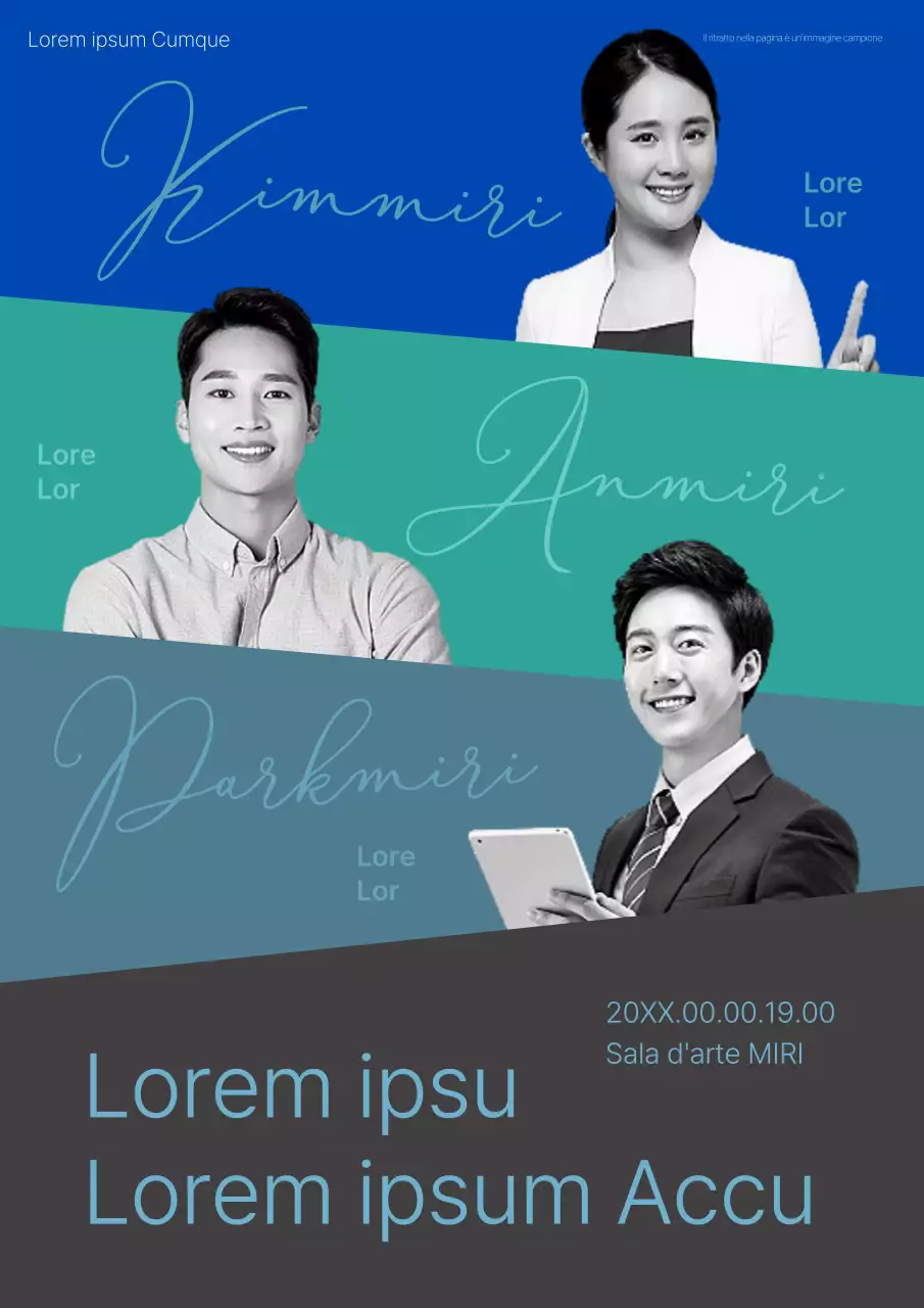 Annuncio di una moderna scuola di leadership in blu e marrone