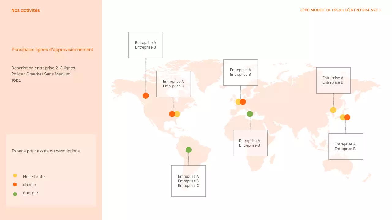 Papier à en-tête moderne, orange et blanc, d'une entreprise de produits chimiques industriels lourds