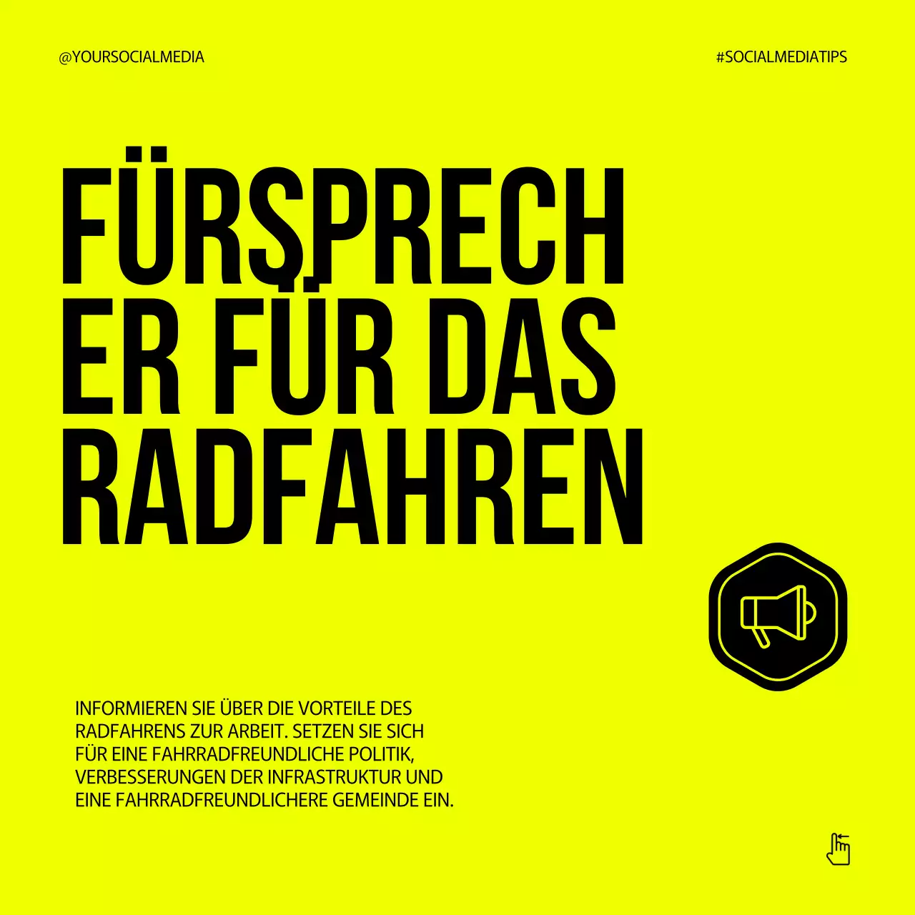 Grau Neon Grün Bold National Bike to Day Tipps Instagram Karussell Post