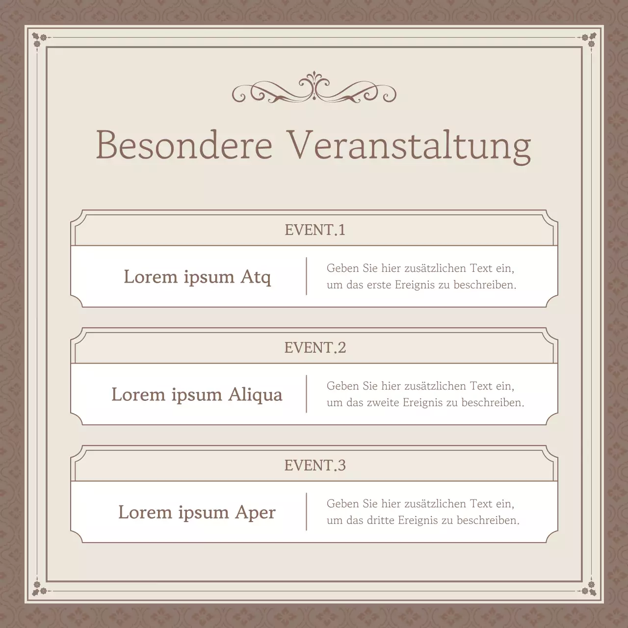 Werbung für eine klassische Hochzeitslocation in Beige und Elfenbein