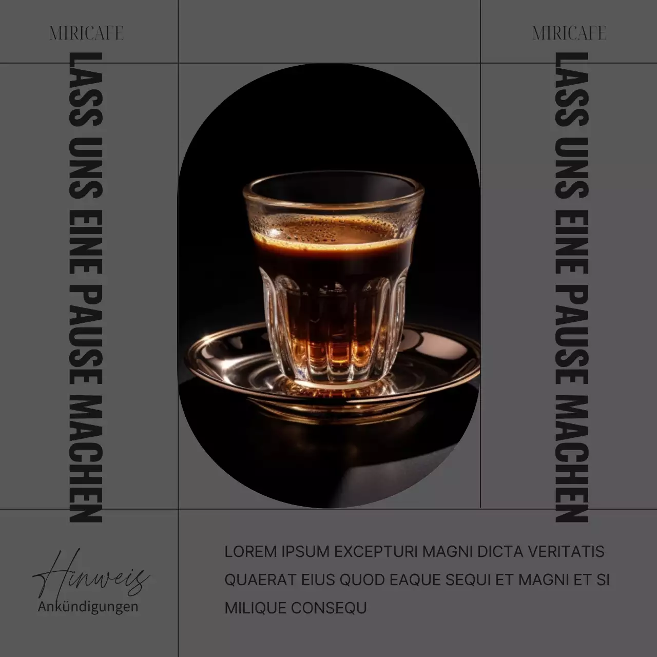 Ein einfaches Café in Khaki und Grau Informationen zur Veranstaltungsankündigung