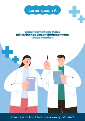 Einfaches Schild des Gesundheitszentrums in Blau und Hellblau