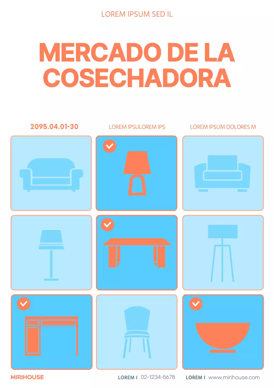 Promover un sencillo mercado de muebles en naranja y azul claro