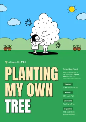 Blue Cartoon Tree Event Promotion Poster