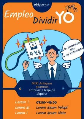 Promoción de apoyo al asesoramiento para el empleo en el sector público con una ilustración de una persona en naranja y azul marino.