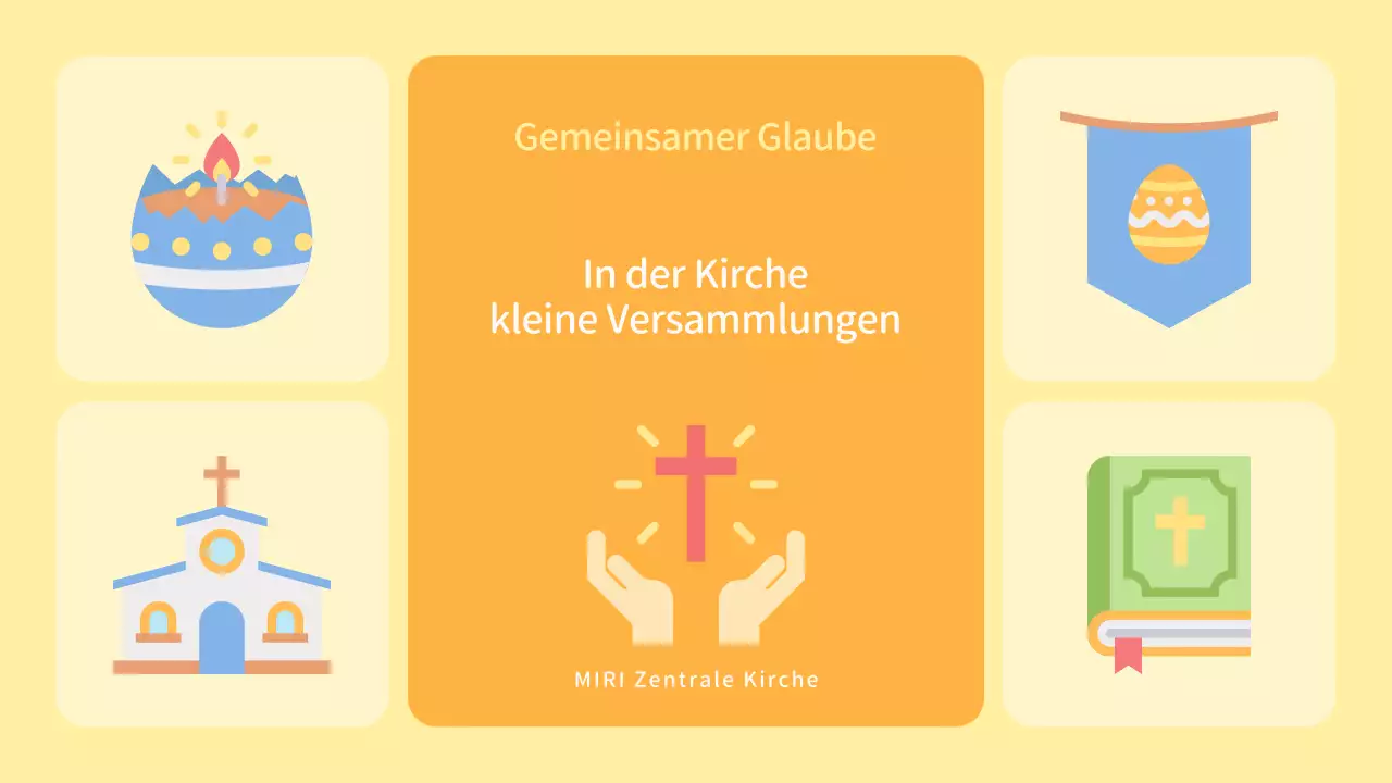 Gelbe und orangefarbene Kirche Kleingruppenbereich Gottesdienstressourcen