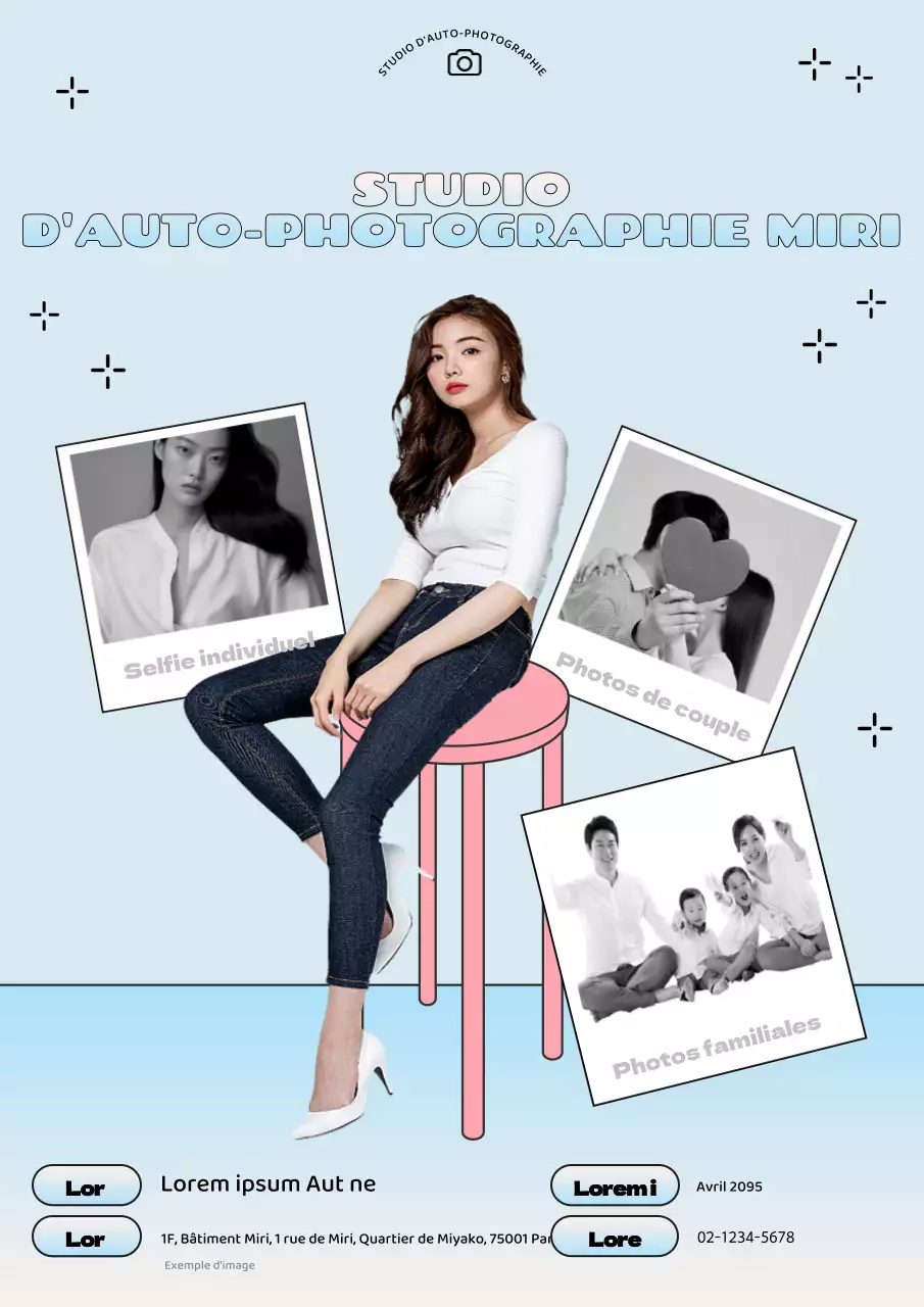 Promouvoir votre self-studio bleu clair et rose