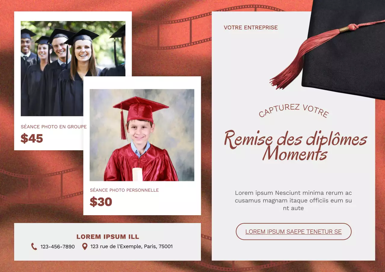 Promotion simple rouge et blanche pour la saison des diplômes